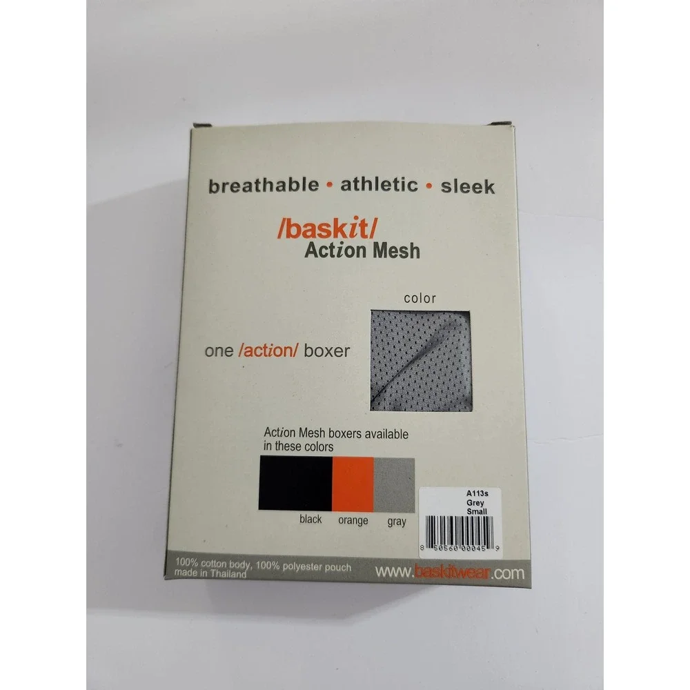 Baskit Action Mesh Boxer Briefs White Gray Vintage Athletic‎ Small